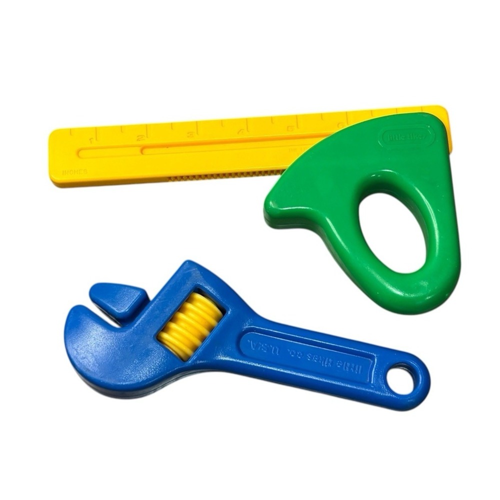 Vintage Little Tikes Play Workshop Hand Tools Sliding Square 8" Ruler & Wrench